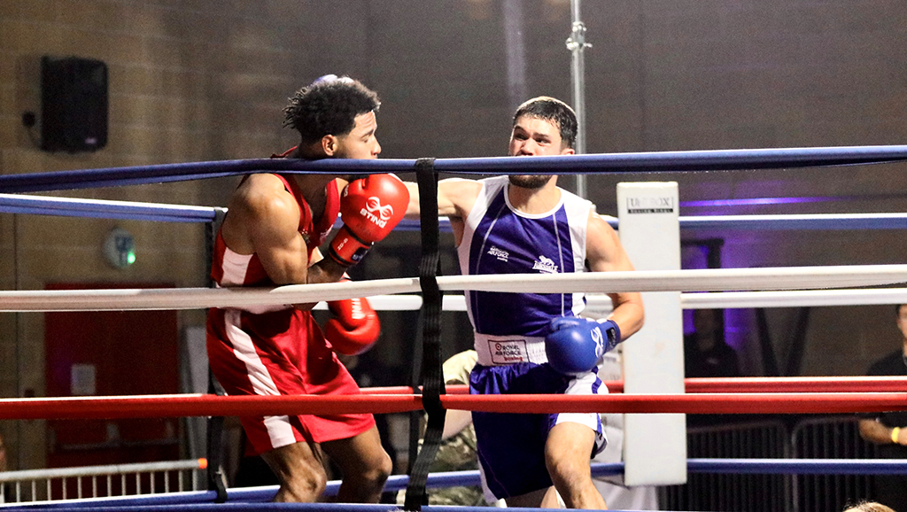 AS1 Jerome Smith 2MT Sqn Wittering winner against Pte Chenn Frederick RLC 